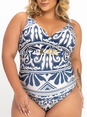 Maiô Modelador Plus Size Estampa Marinho