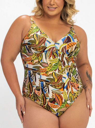 Maio Plus Size Estampado Zero Barriga Bojo Removível