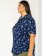 Camisa Feminina Plus Size Azul Marinho Floral