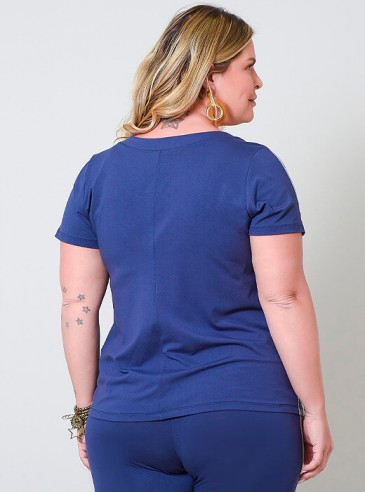 Conjunto Biquíni Plus Size com Short de Ajuste Lateral Azul Royal