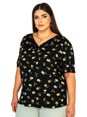 Blusa Feminina Plus Size Viscose Estampada