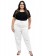 Calça Feminina Plus Size, Cós de Elastico, Off-White