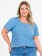 Blusa Plus Size de Jeans Manga Curta