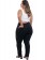 Calça Feminina Plus Size Skinny Sarja Preta