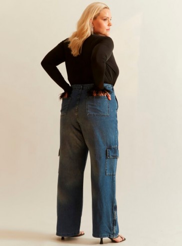 Plus Size Blue Cargo Pocket Jeans