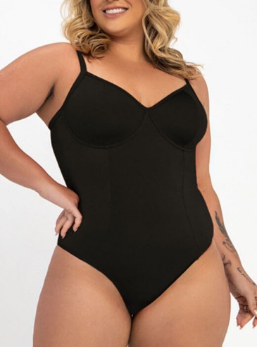 Maiô Feminino Plus Size Preto Meia Taça