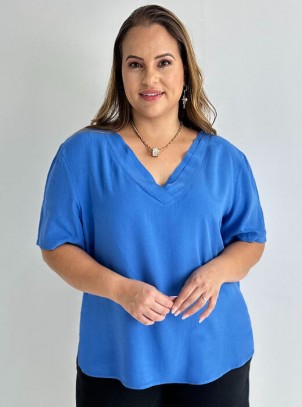 Blusa Feminina Plus Size Viscose Manga Curta