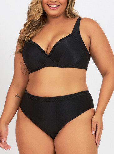 Conjunto Biquíni Plus Size Preto Com Bojo