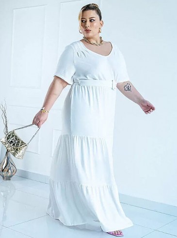 Vestido Longo Plus Size Branco 3 Marias