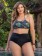 Top Com Bojo Plus Size Preto Tropical