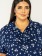 Camisa Feminina Plus Size Azul Marinho Floral